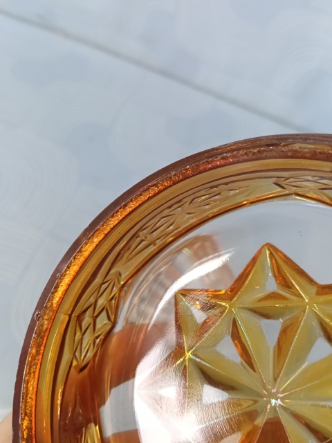 Stara bombonierka Carnival Glass HSG Hortensja