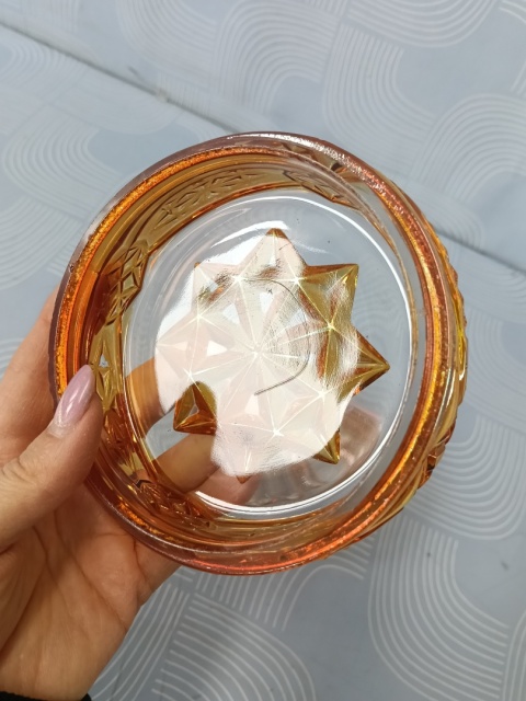 Stara bombonierka Carnival Glass HSG Hortensja