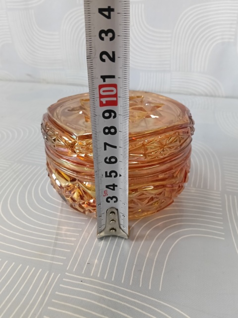 Stara bombonierka Carnival Glass HSG Hortensja