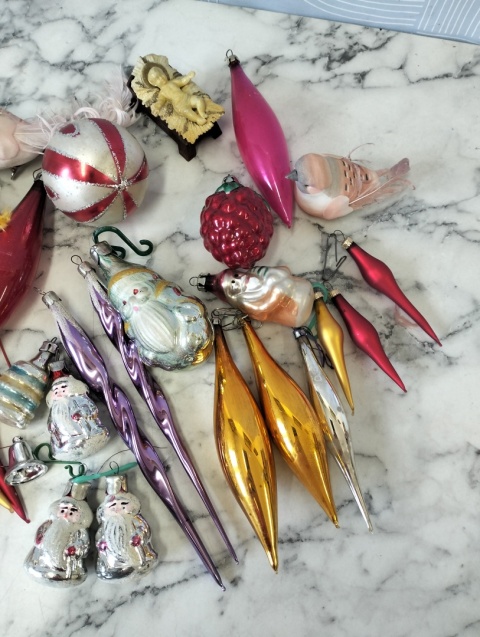 Bombki ozdoby choinkowe vintage PRL zestaw 159