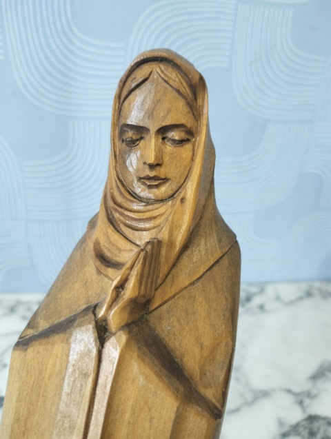 Stara drewniana rzeźba Madonna Matka Boska Art Deco