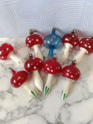Bombki choinkowe PRL Grzybki