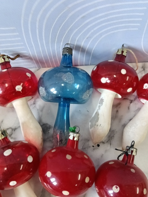 Bombki choinkowe PRL Grzybki