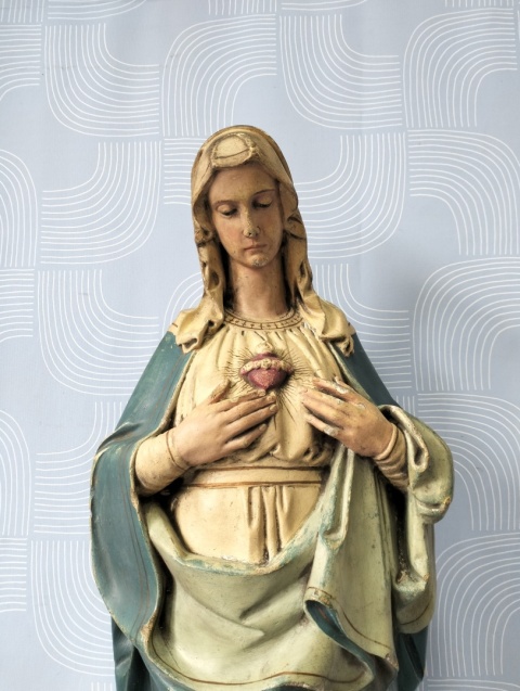 Figurka Serce Maryi przedwojenna sygnowana 65 cm