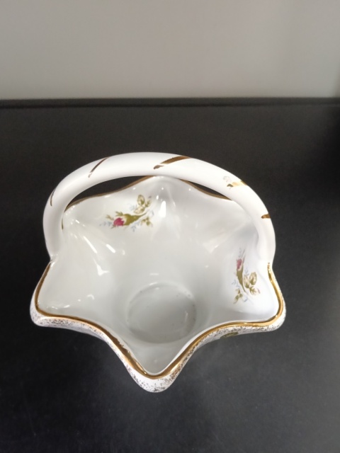Mały koszyczek porcelana złota róża